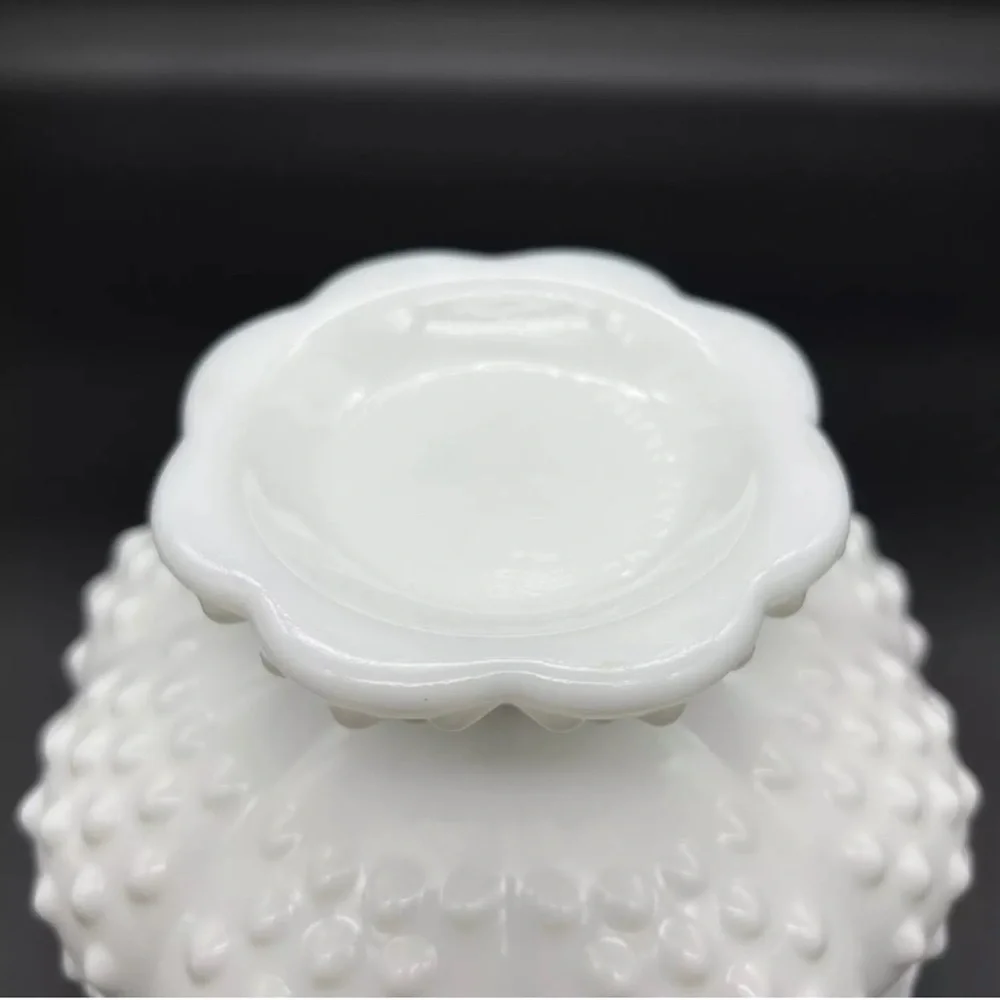 Vintage Fenton Hobnail Milk Glass Footed Flower Bowl Pedestal Candle Holdr White